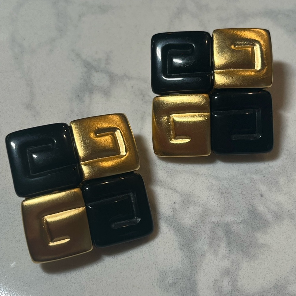Givenchy Black and Brushed Gold Earrings